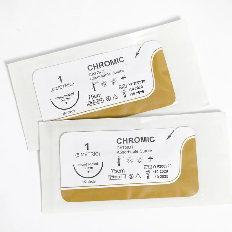 rollmed price 75cm 2# 5/0 sizes absorbable plain chromic catgut material surgical sutures with needle