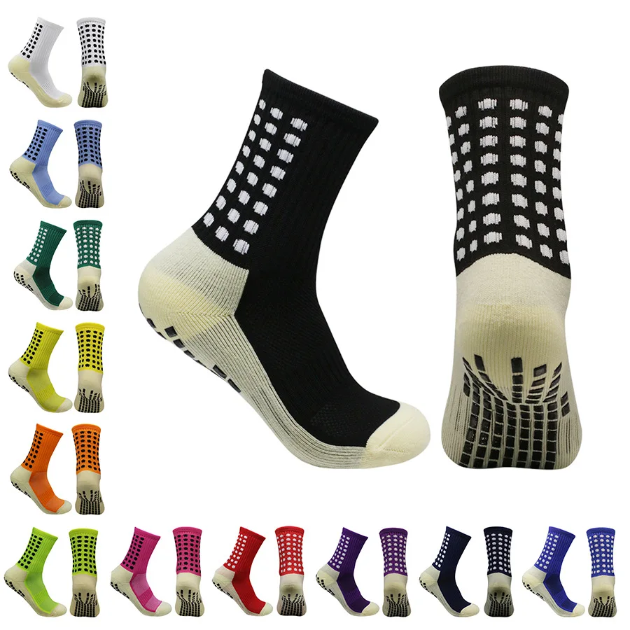 Wholesale anti-slip soccer socks custom logo non-slip soccer sock mens sports football ankle grip socks