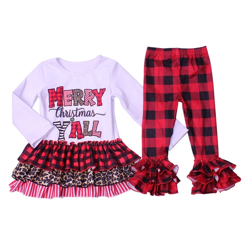 Christmas boutique Christmas letter printing new autumn suit 0-12 years old children girls new clothes
