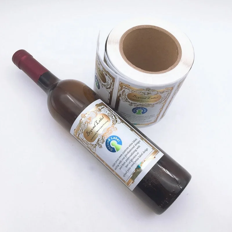 High Quality Glossy Polypropylene Adhesive Stickers Beverage Bottle Labels for Wine Beer Glass for Perfume Use