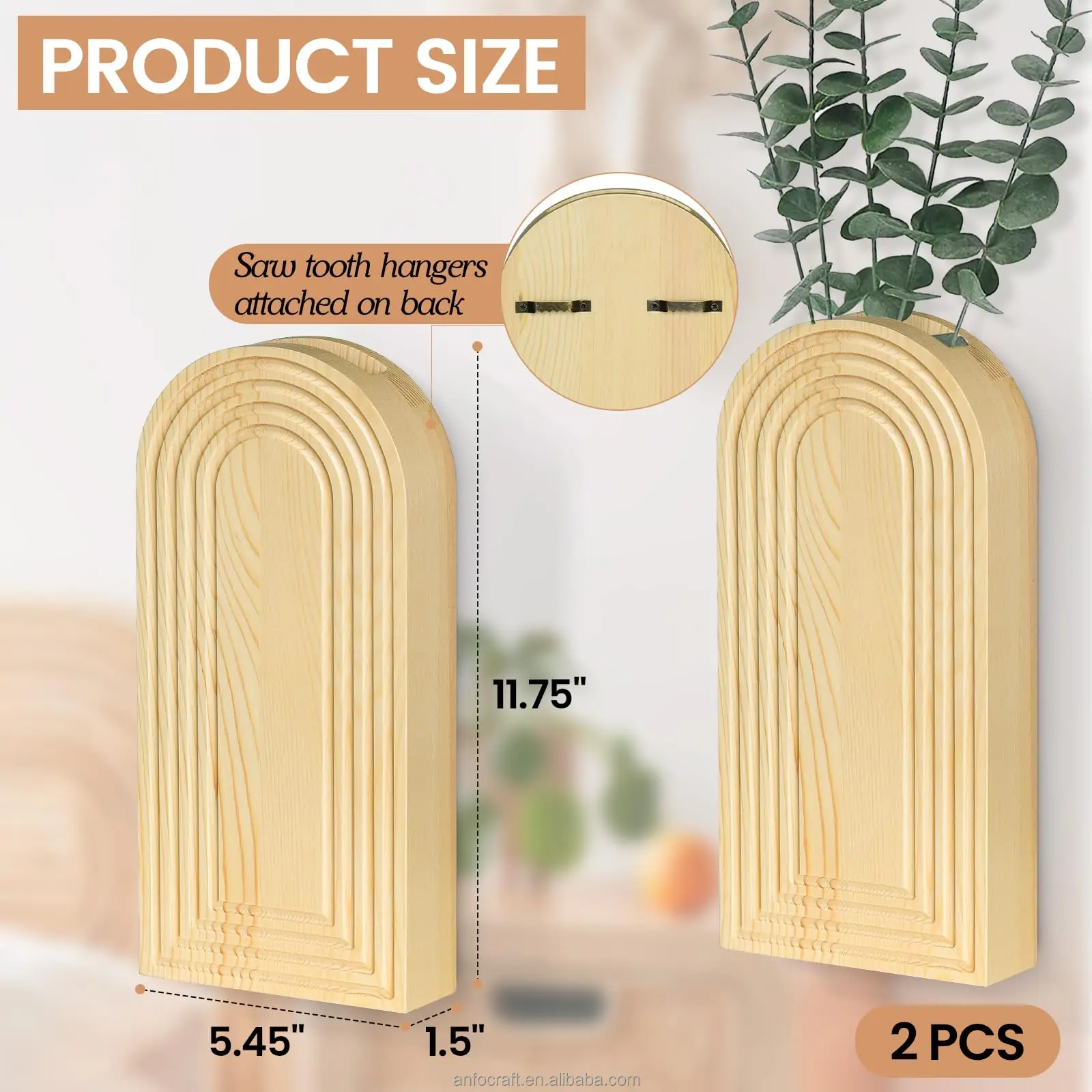 Wood Wall Planter Vase with Artificial Plants Indoor Plants Holder Pocket Farmhouse Wooden Vases Wall Flower Vase Hanging Plant
