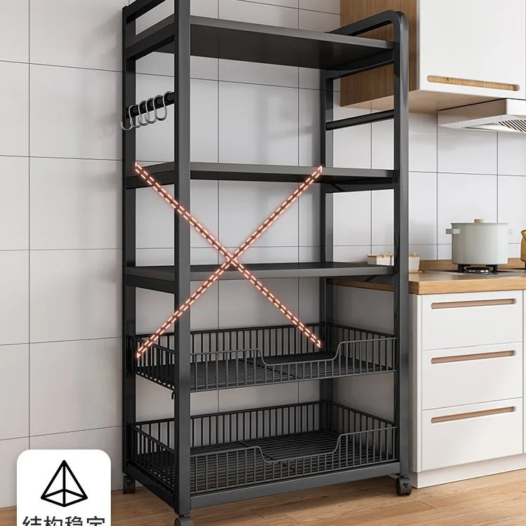 Stainless Steel Shelves Multi Functional Floor-standing Microwave Cookware Kitchen Storage Rack Microwave Oven Stand