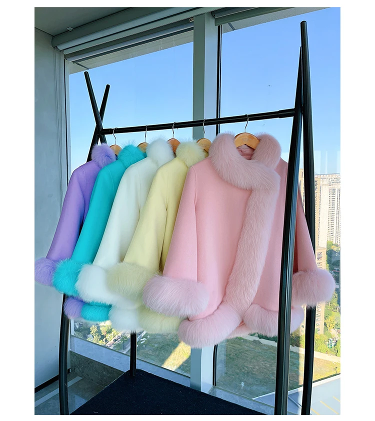 Winter Classical Chinese Style Fox Double Faced Woolen Cloak Cashmere Coat