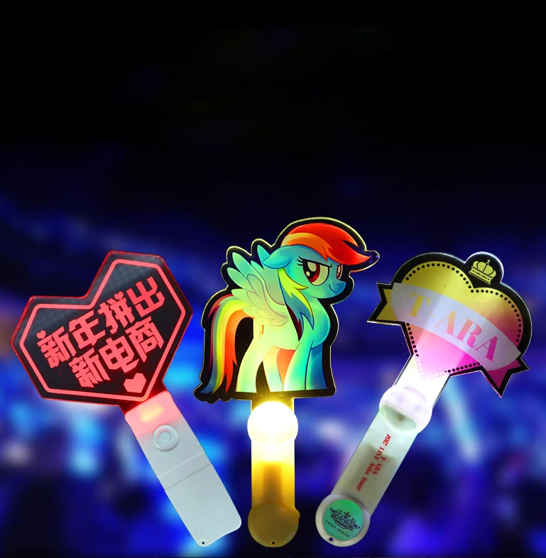 RGB Light Stick Led Acrylic Concert handheld led glow light wand stick with Lasert OEM LOGO Picture Cheer Up Sticks