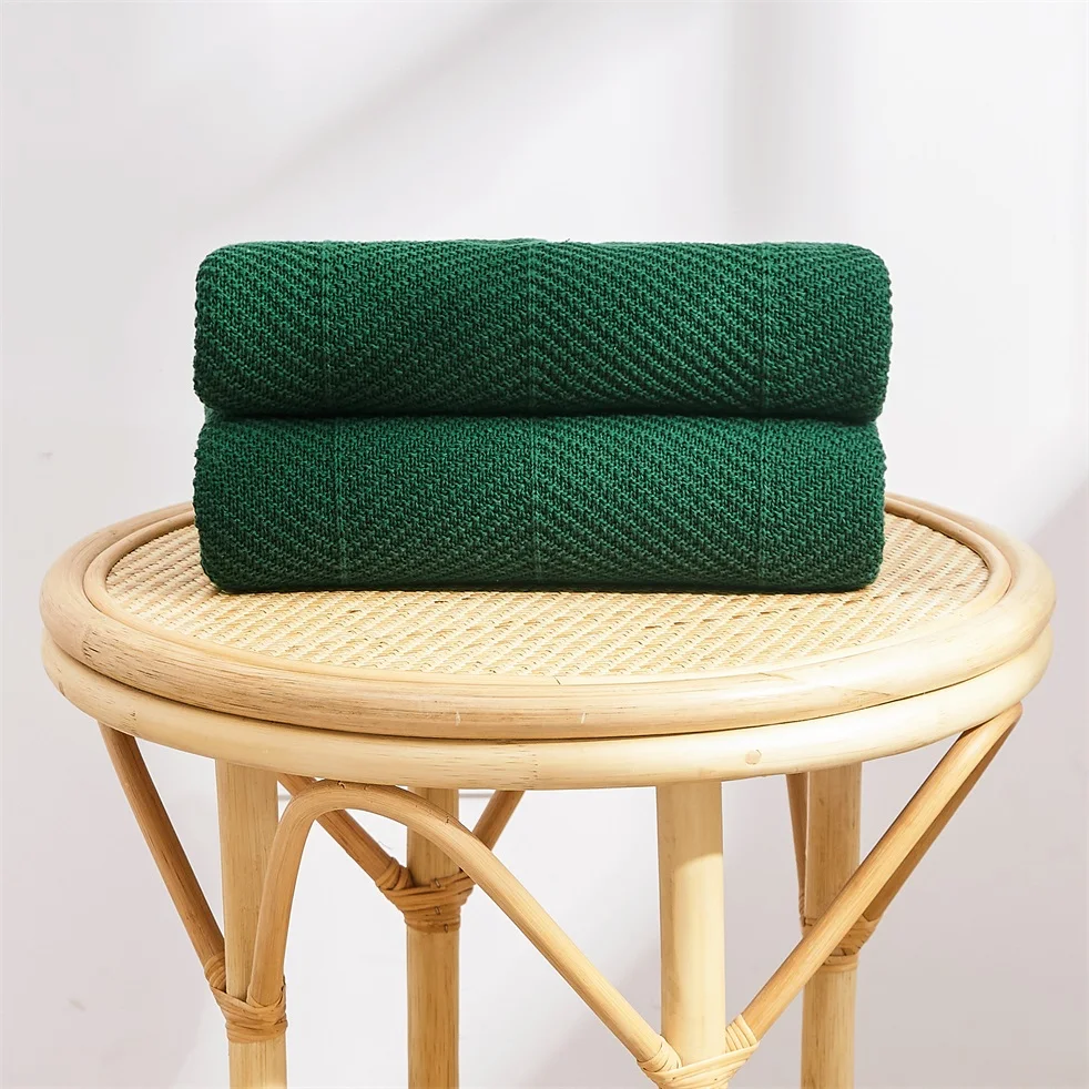 Classic Walf Checks Plaid Throws Elegant Wearable Cotton Knitted Blanket Bedroom Decoration Throw Blanket For Sofa