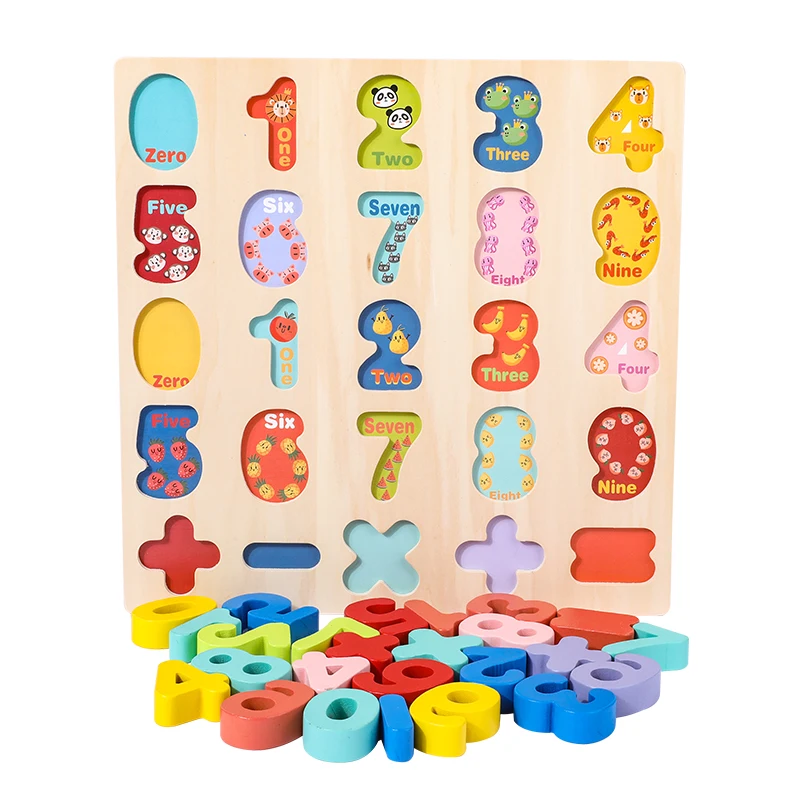 Custom Montessori Math Number Board Kids Educational 3D Math Arithmetic Wooden Numbers Puzzle Board