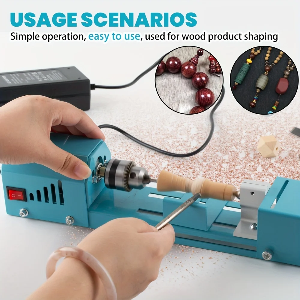 Mini Metal Lathe Machine Tool With 9pcs Tool Accessories, DIY Woodworking Wood Lathe Milling Machine