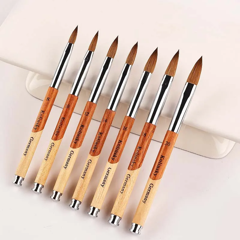 Manicure Nail Art Size 8 10 12 14 16 18 20 Wooden High Quality 100% Kolinsky Sable Acrylic Brushes