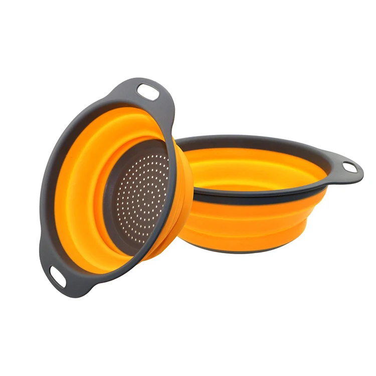 Складной дуршлаг, набор из 2 складных кухонных ситечков из пищевого силикона, складной дуршлаг для экономии места