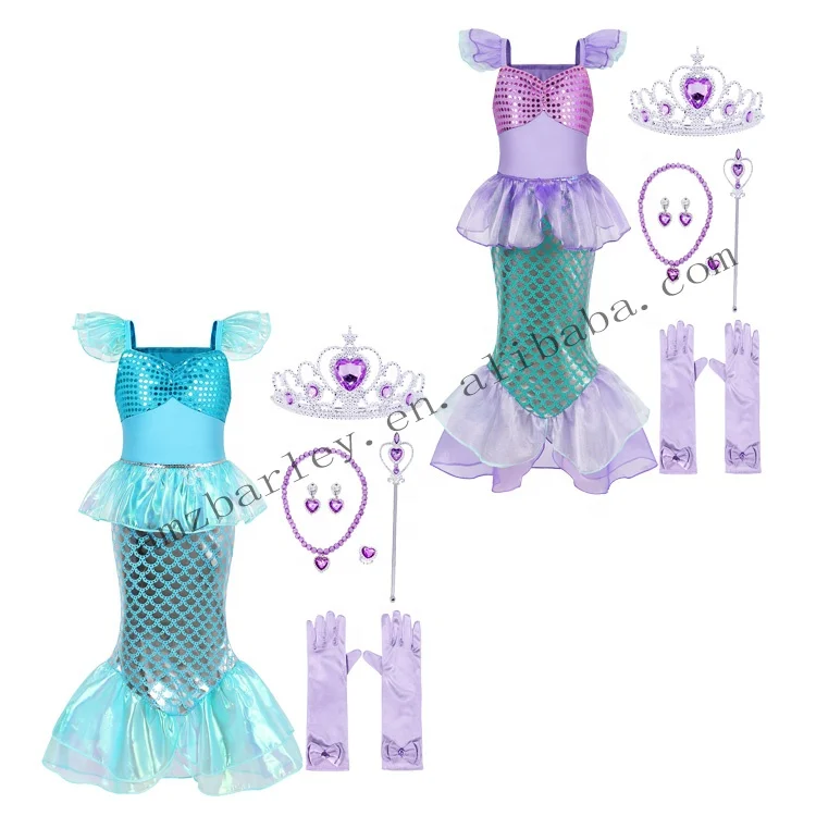 Girls Mermaid Dress Charm Princess Dress Cosplay Costumes For Kids Girl Mermaid Birthday Party Stage Dress Halloween Clothing
