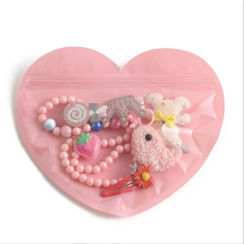 Heart shaped Jewelry Gift Self sealing Resealable Ziplock Bag Candy Food Candy Packaging Bags