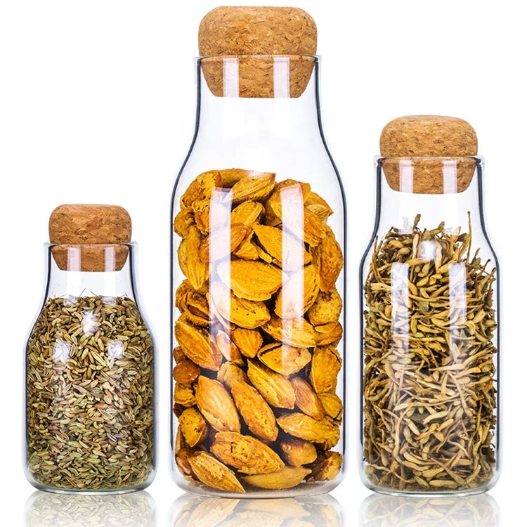 Nordic Glass Sealed Jar Transparent Storage Bottle With Cork Stopper Glass Jars And Bottles