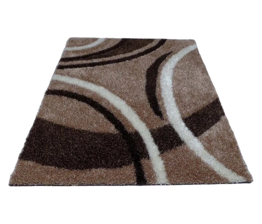 Tianjin Factory Wholesale Curved Pile Polyester Silky Shaggy Center Rug