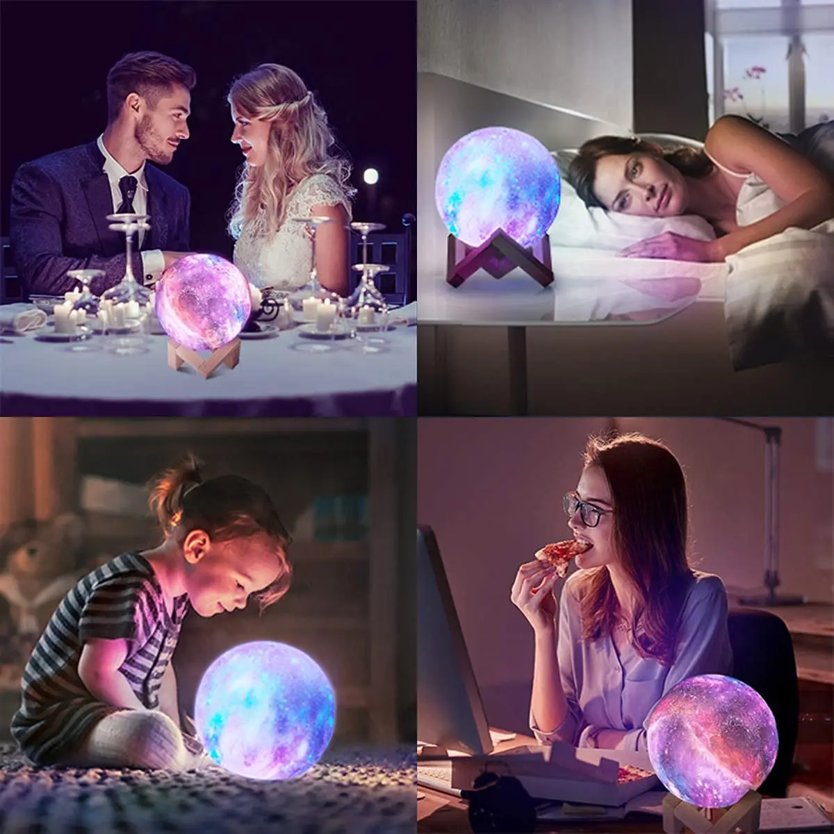 3D Moon Lamp 16  Colors Gradient Kids Night Light 15cm LED AAA Battery Moon and Star Lights Customised Moon Lamp