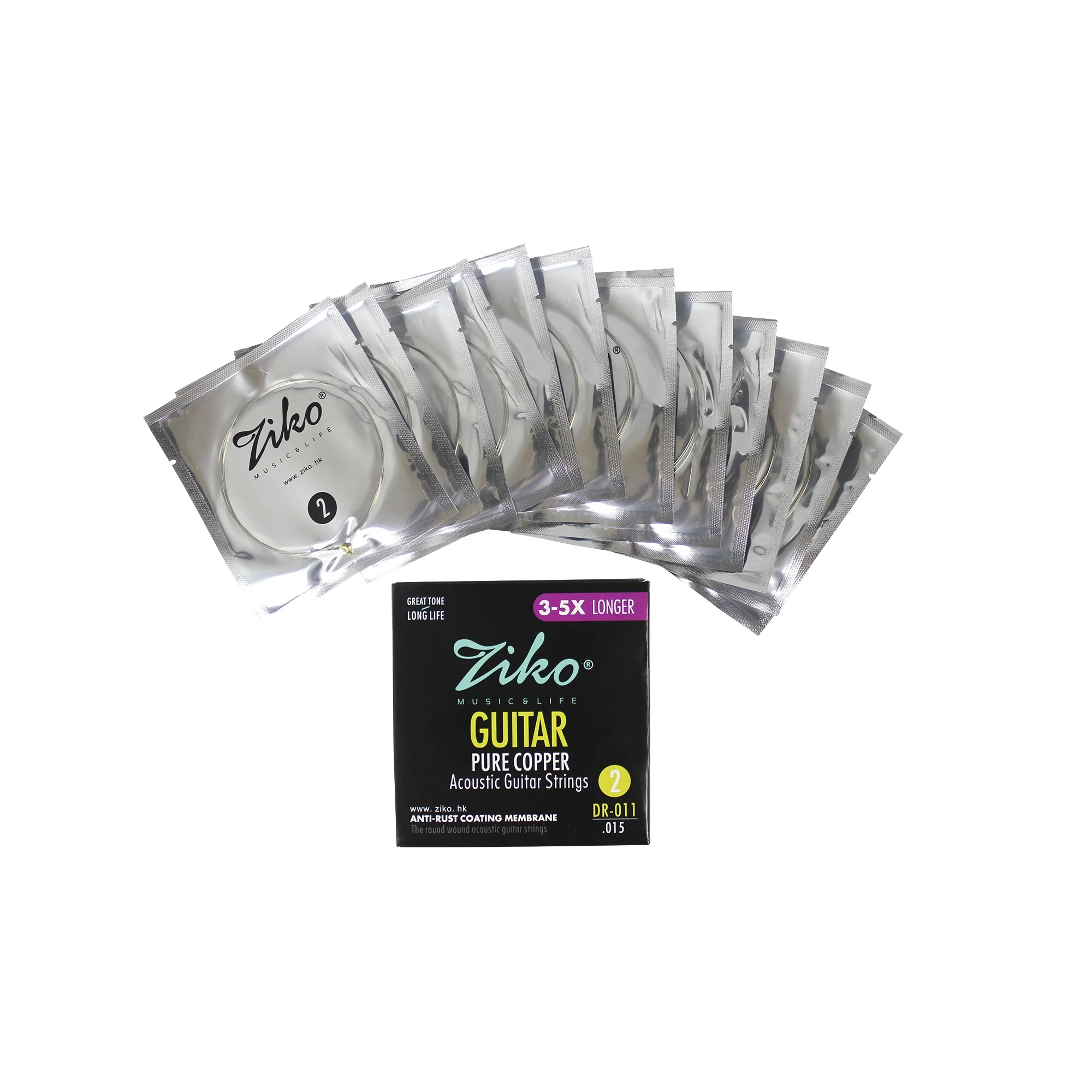 DR-011-2 Ziko Acoustic single guitar strings bulk 2nd 12PC set