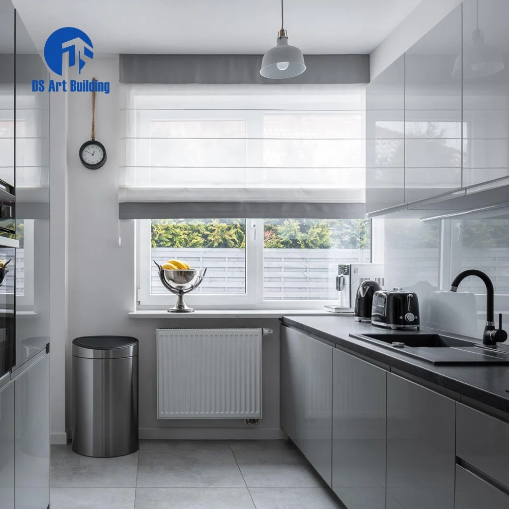 DS Customized Price American Grey Plywood Vaneer Modern Shaker Style Solid Wood Kitchen Cabinet