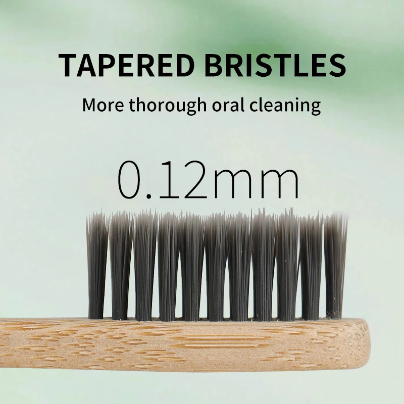 customizable Logo Black  Ultra Soft Fine Bristle Bamboo Charcoal Toothbrush For Adult