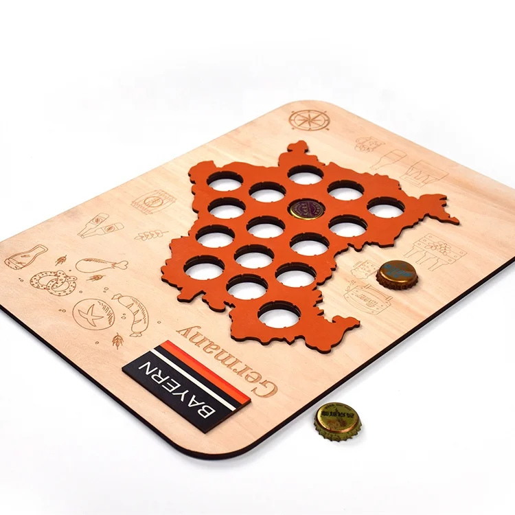 Factory direct popular affordable beer bottle  collector wooden spray paint map