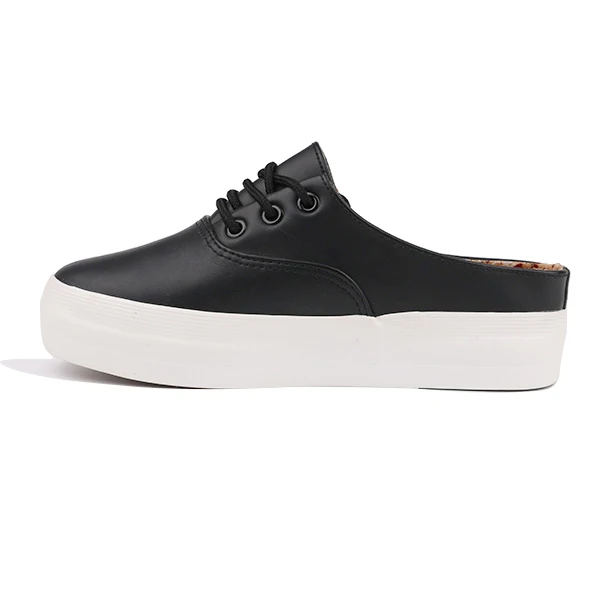 Latest PU leather height Increasing lace up casual slip on women playshoes slipper sneaker shoe