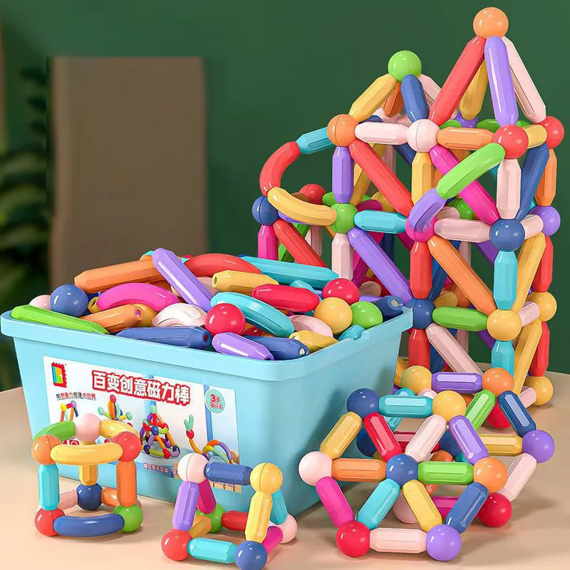 DIY 3d Kids Creative Educational Toy Assembly Building Game Magnet Stick Toys Magnet Rods Magnetic Building Blocks