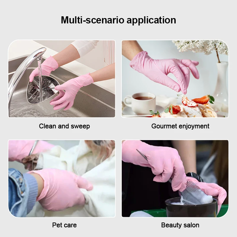 nitrile gloves pink synthetic nitrile hand gloves powder free food service touch screen vinyl nitrile gloves