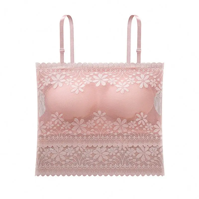 Summer thin lace camisole inner tube top bottom breathable vest student beautiful back wrapped chest anti-slip bra female