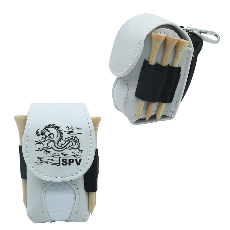 Outdoor Sport Portable Golf Tee Belt Bag Laser Engraving Products Pu Leather Mini Golf Ball Holder