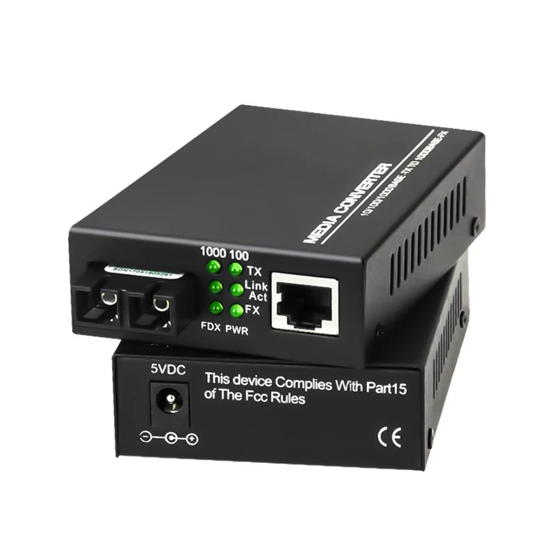 
1000M RJ45 SC Connector Gigabit Single Mode dual Fiber Wdm 20km Fast Ethernet Fiber Optic Media Converter 