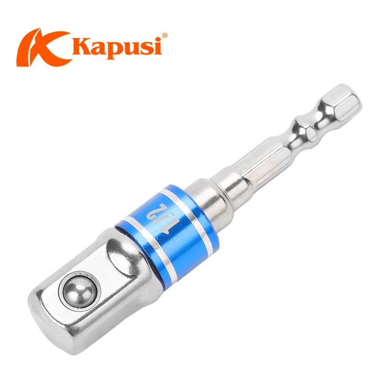 KAPUSI K-7842 2PC Power Tool Accessories Hex Shank Colored Loop 1/4' 1/2' Square Nut Driver Extension Socket Adapter