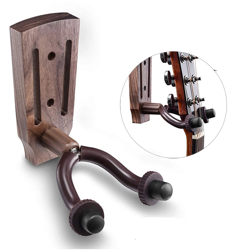 Reusable 2 pack wooden wall mount guitar hanger for home studio wall