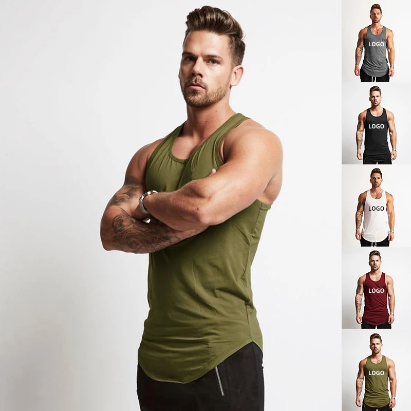Sport Solid Color Fitness Yoga Wear Gym Vest Wholesale Manufacturer Muscle Fit Man for Men Silk / Cotton Breathable Anti-shrink