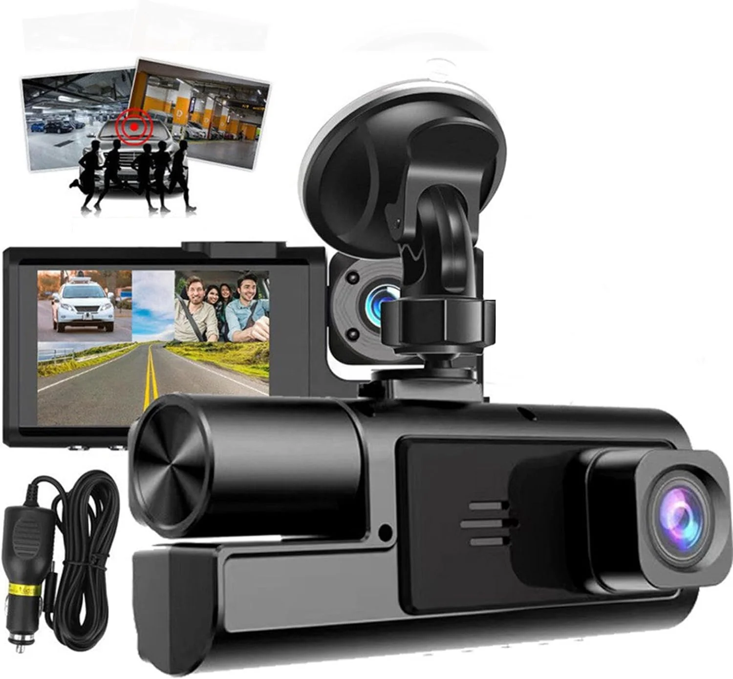 Dash Cam Front and Rear FHD 1080P Car DVR Car Driving Recorder 2.0Inch IPS Screen Dashboard Camera  Wide Angle Parking Monitor