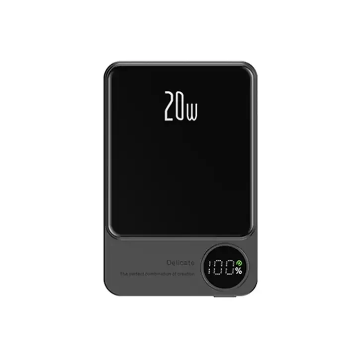 2023 New Mini Portable Charger 5000mah 10000mah Powerbank Magnetic Wireless Charging Metal Power Bank with Led Display Q9