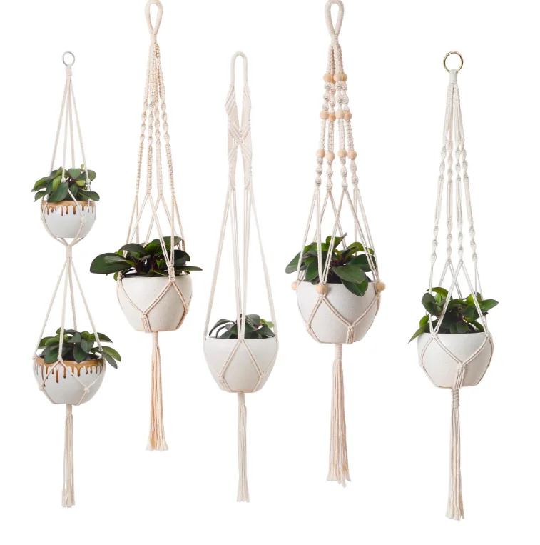 handmade cotton rope double macrame plant hangers with hook