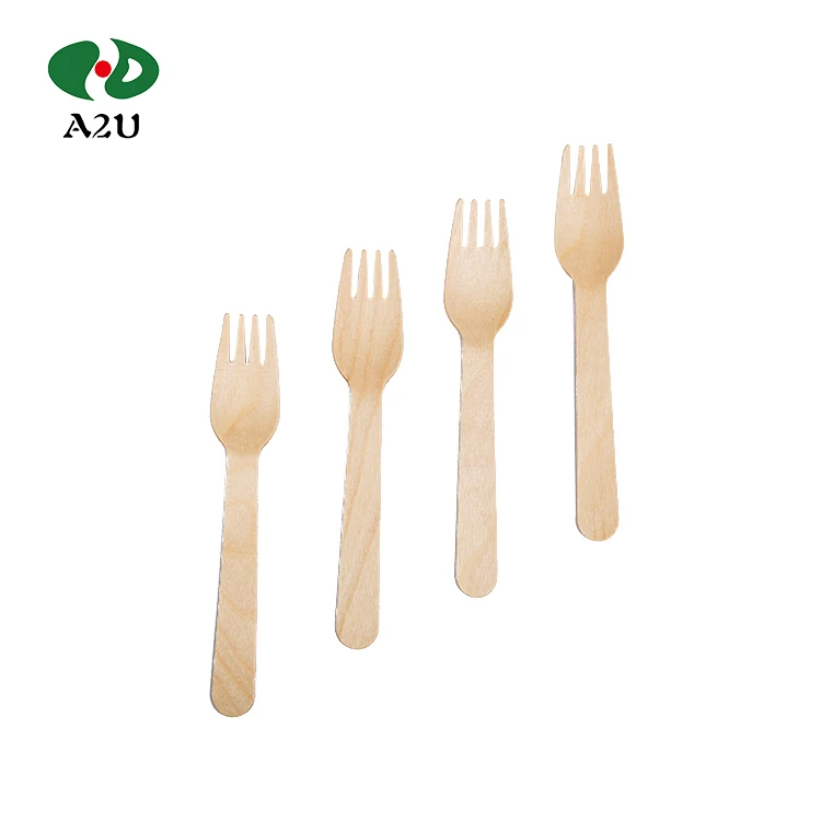 Disposable wooden cutlery fork, for children, can be customized logo colorful, environmentally friendly