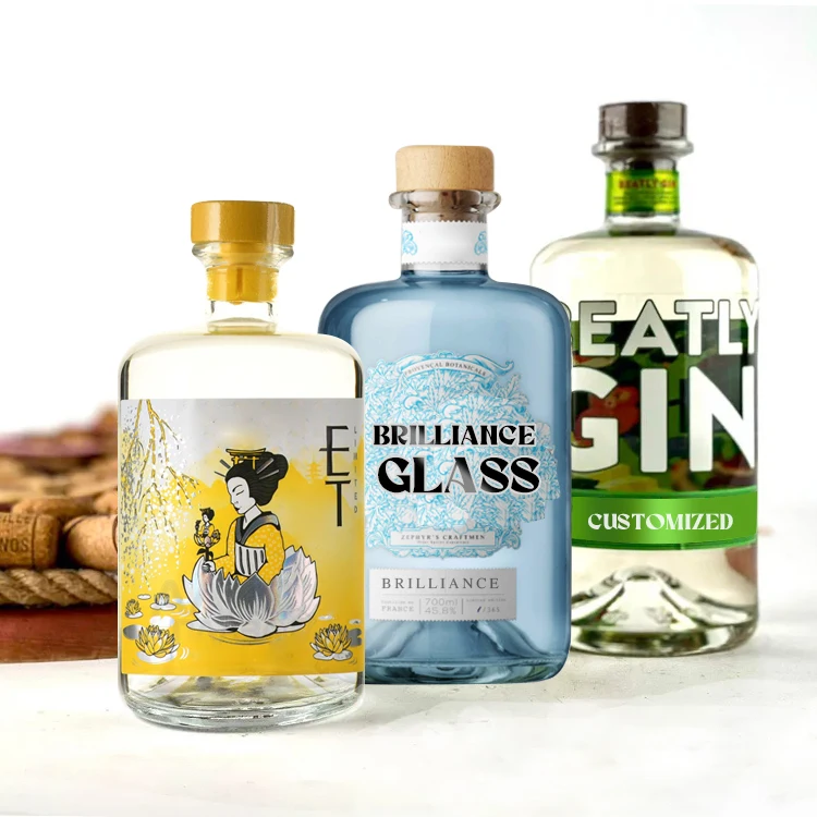 hot sale unique design empty 500ml thick bottom gin rum whisky vodka glass bottle for liquor