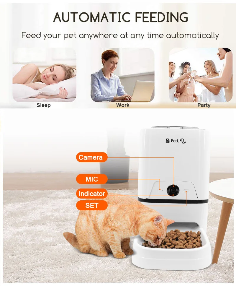 2022 новой камеры «рыбий глаз» Wi-Fi видеокамера смарт-таймер электрическая собака Кот кормушки из АБС-пластика 6L APP камера автоматическая кормушка для домашних