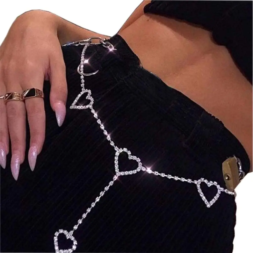 Fashion Belt Accessories Alloy  Metal Strap Chain for Belt Bags Shoes Silver Gold Heart Pendant Summer Beach Waist Body Chain
