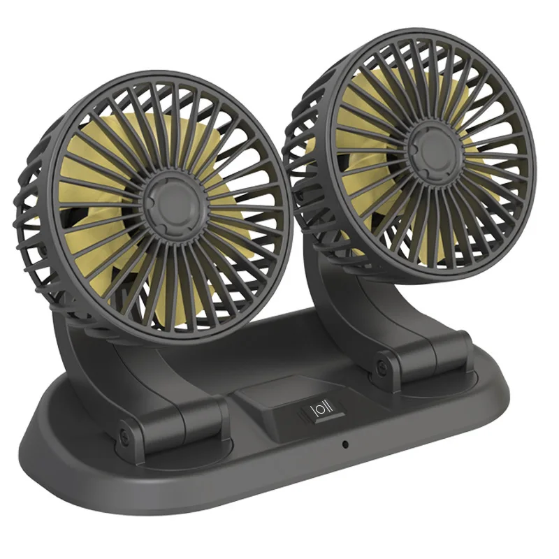 High quality car adjustable air Fast Cooling fan USB dashboard Double Heads fan ABS  Car Mini Electronic Fan