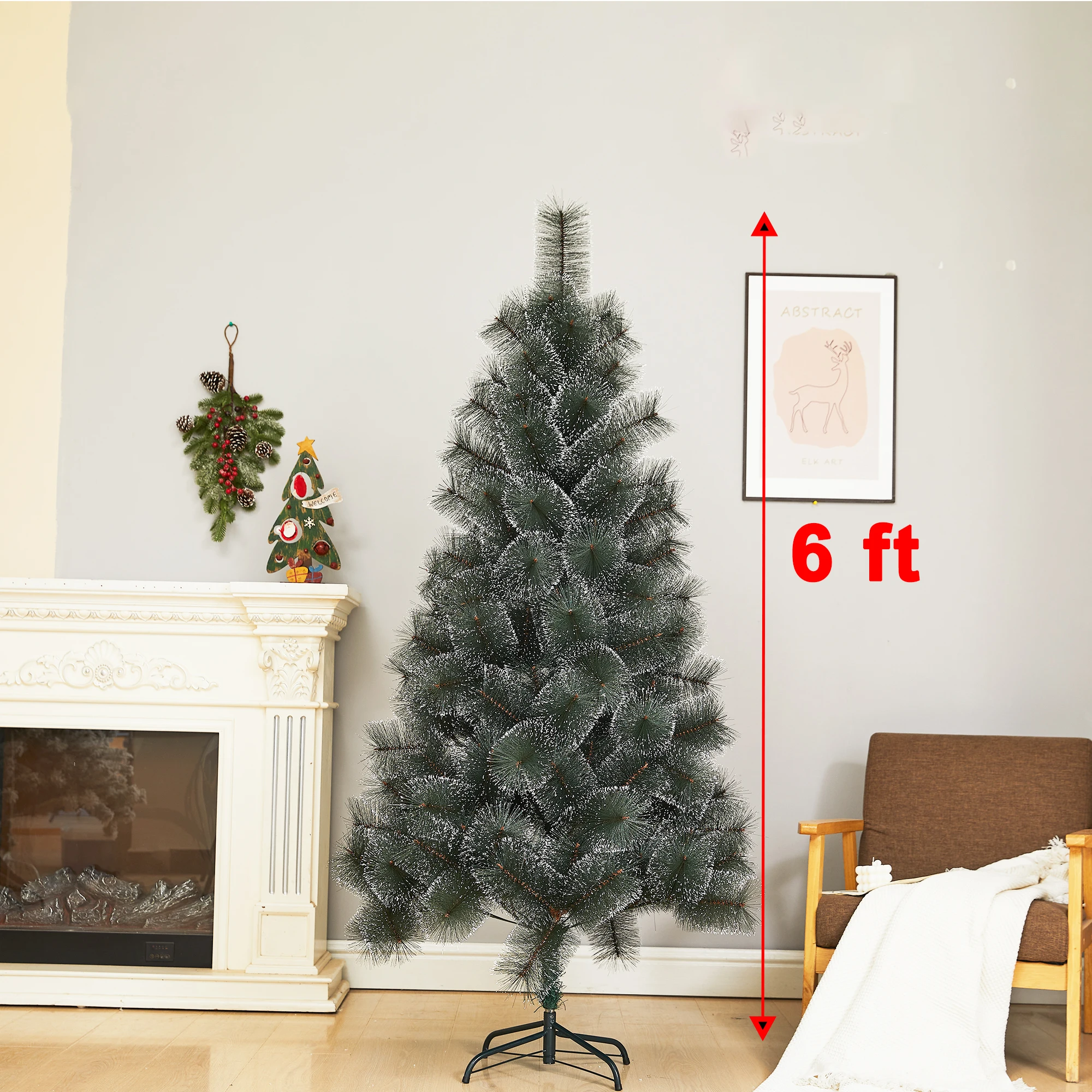 Sevenlots 180cm artificial white red gold green flocked dyed snowy christmas tree customized and wholesale