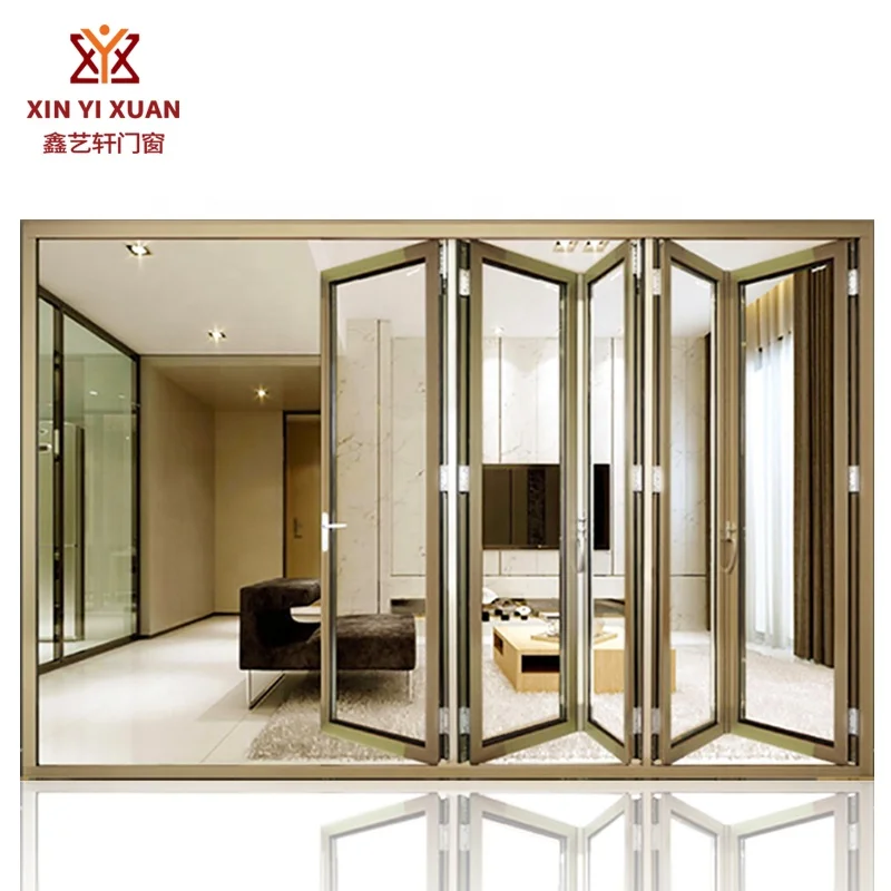 
Guangzhou Manufacturer modern interior glass doors aluminum glass folding door frame material Bathroom folding doors 