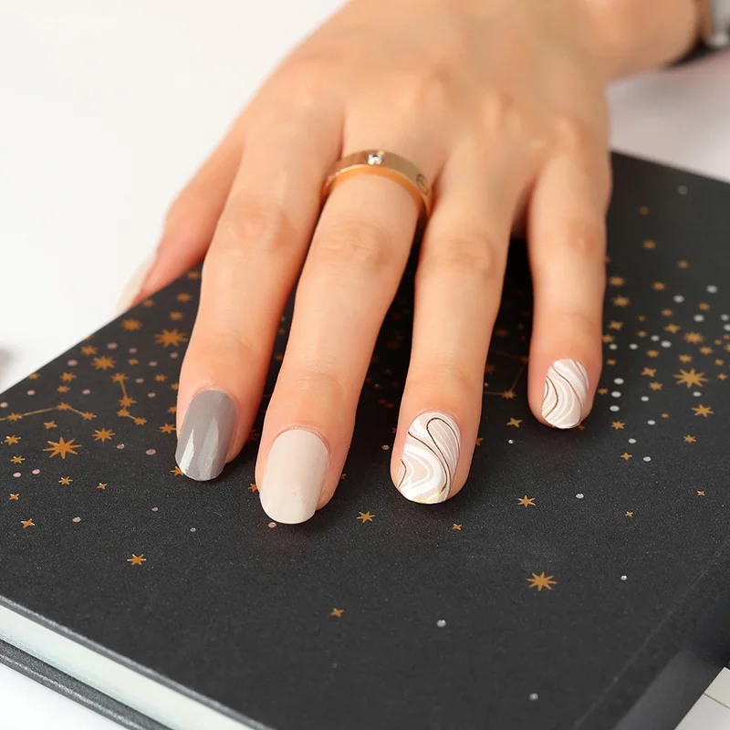 Gold river pattern real nail polish strips nail wraps nail stickers