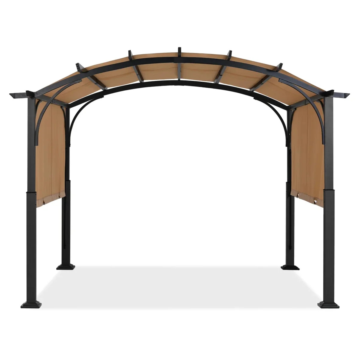 Retractable Pergola Canopy iron Frame Polyester Fabric Gazebo with Retractable Canopy Shade Awning