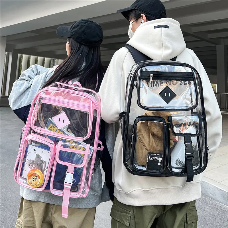 Clear Backpack Heavy Duty PVC Transparent Bookbag for Girls Stadium Approved See Through Backpack