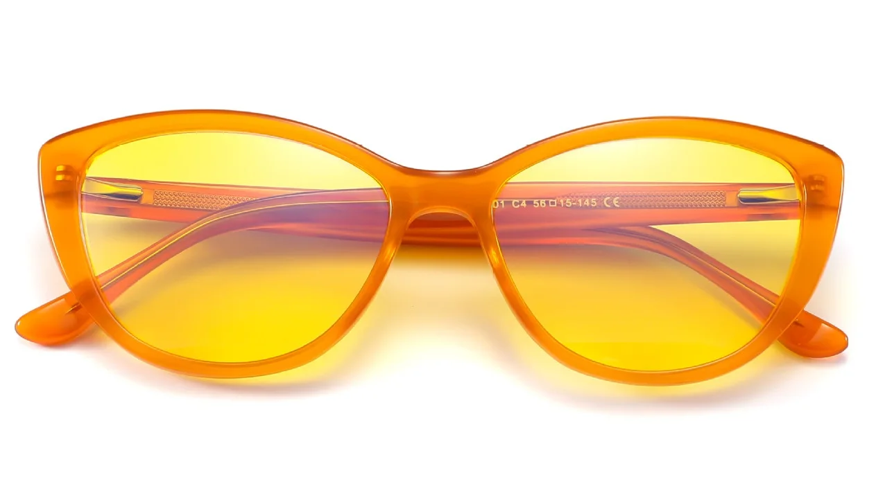 High quality Acetate frame orange red 99% Anti ray computer glasses Cat eye blue light blocking glasses for women
