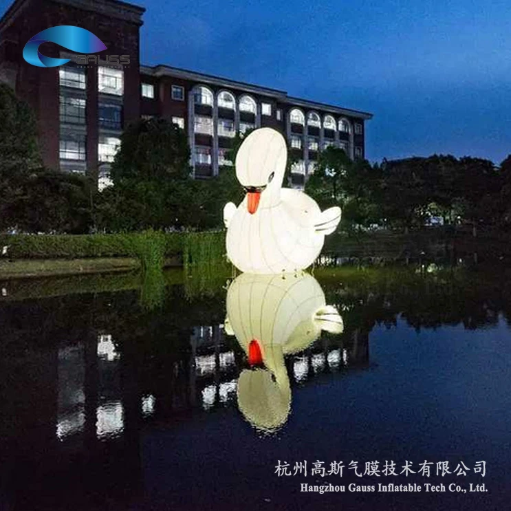 For Advertising and Attracting Customers Inflatable 6M White Swan Float with LED Lights for Pool, Beach, and Lake