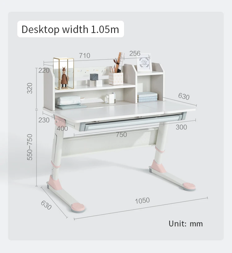 2M2KIDS Modern Study Desk Child Adjustable Table for Study Ergonomic Solid Wood Kid Desk Study Adjust Bedroom Furniture