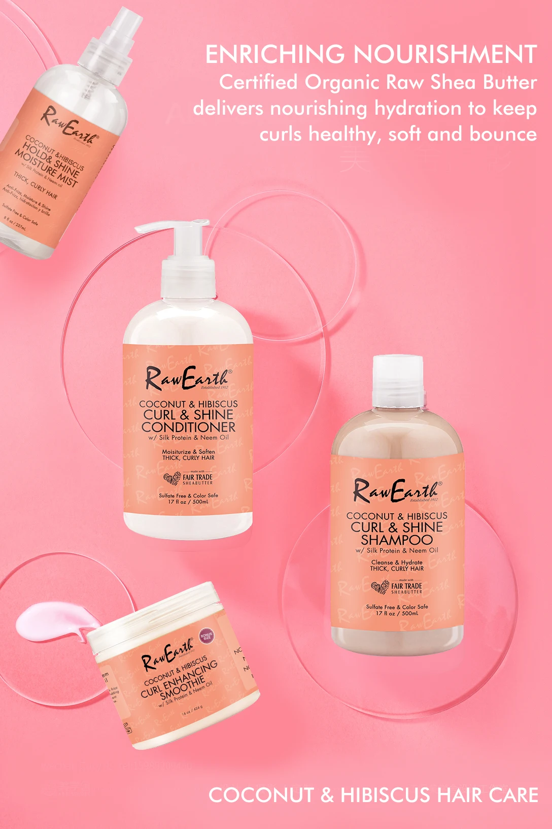 OEM Private Label Moisture coconut, keratin, moroccan oil Shampoo and Conditioner Set For Curly Hair products free design 500ml