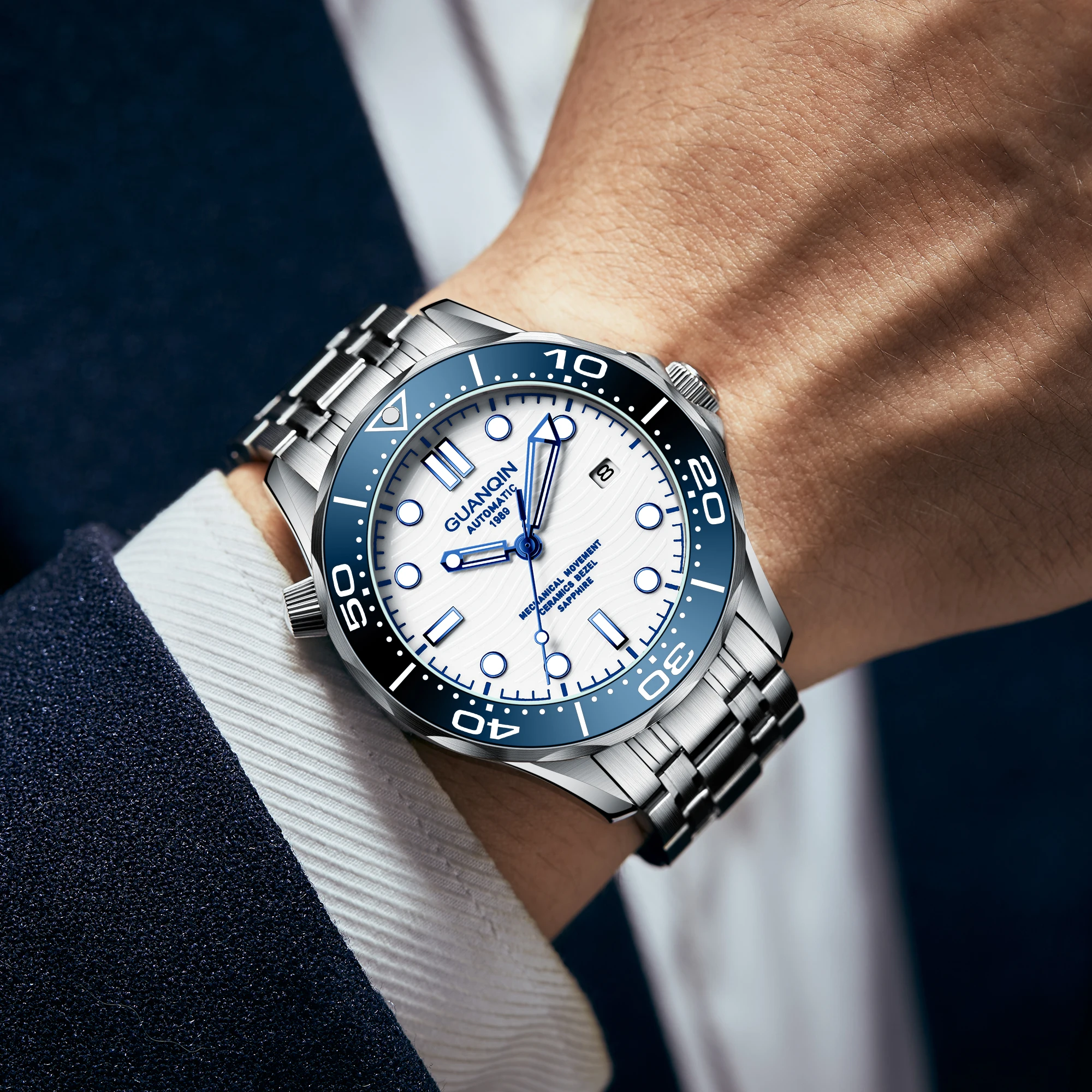 2023 New Model GUANQIN  OEM ODM Custom Brand Mens Luxury Automatic Skeleton Mechanical Wrist Watches 100M Waterproof