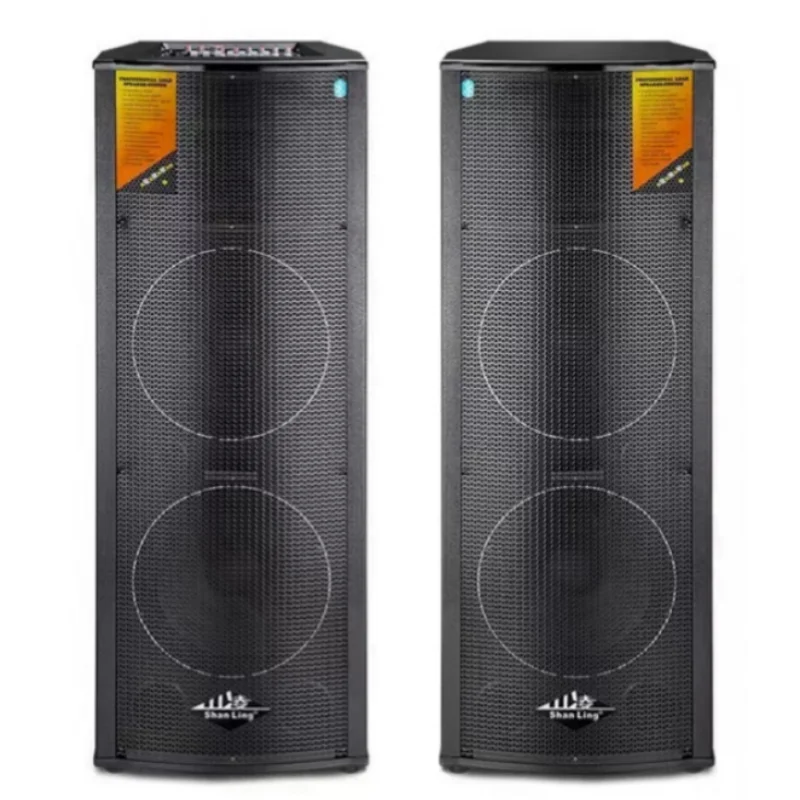 Dual 12 inch wooden active powered speaker with strong bass bt/fm/usb/microphone support Karaoke Speaker